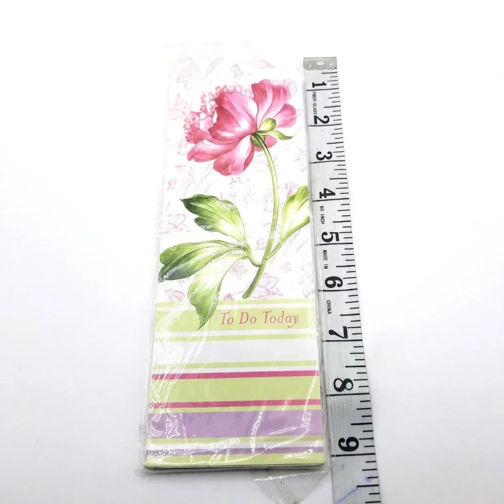 Magnetic Memo Pad Pink Floral 60 Pages Refrigerator Shopping List New